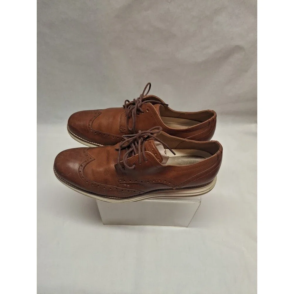 Cole Haan Original Grand Wingtip Oxford Men's Shoes 11M Brown Woodbury-Ivory